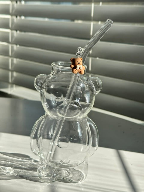 Bear Charm Glass Straw