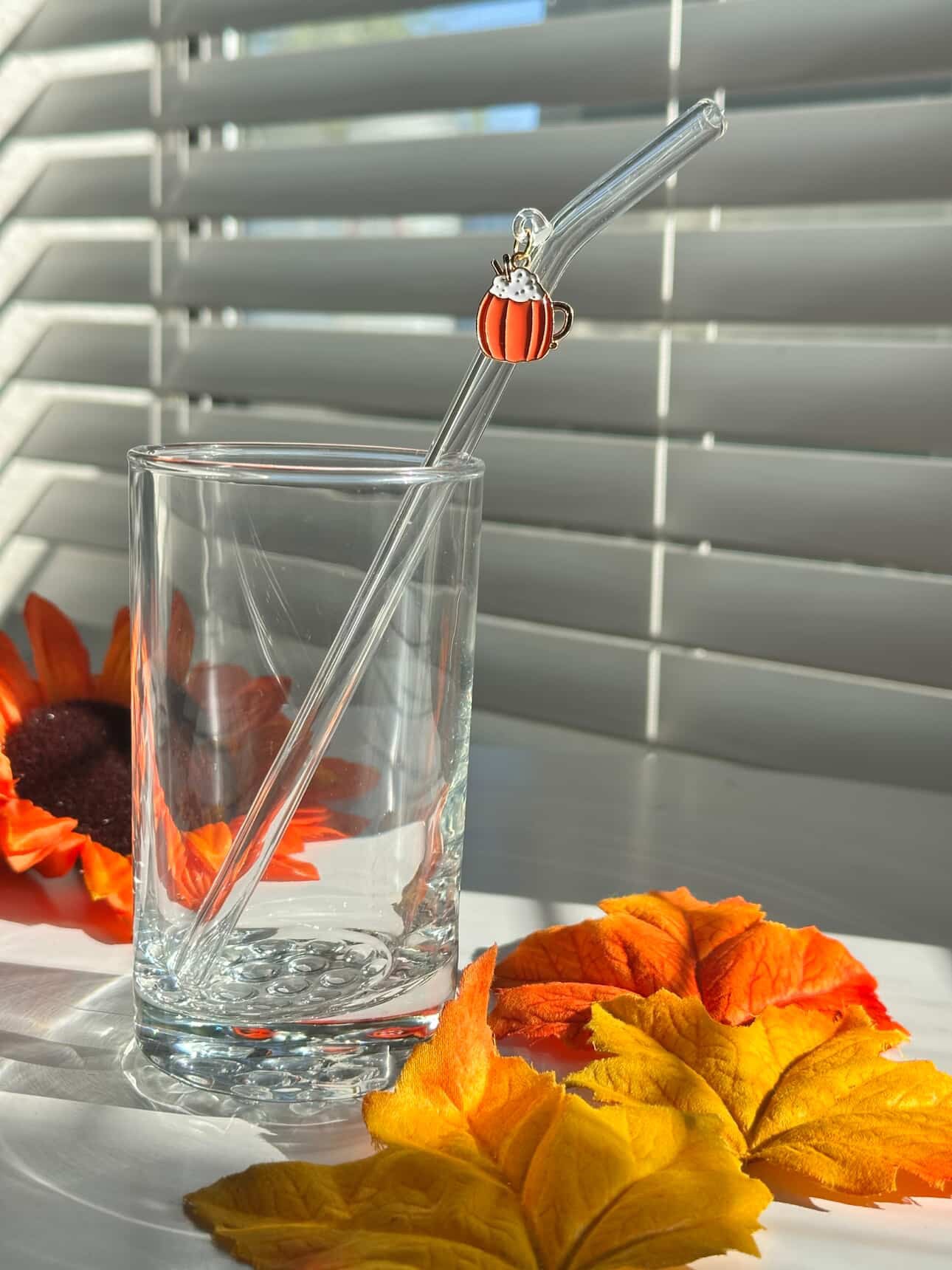 Pumpkin Spice Hot Cocoa Charm Glass Straw