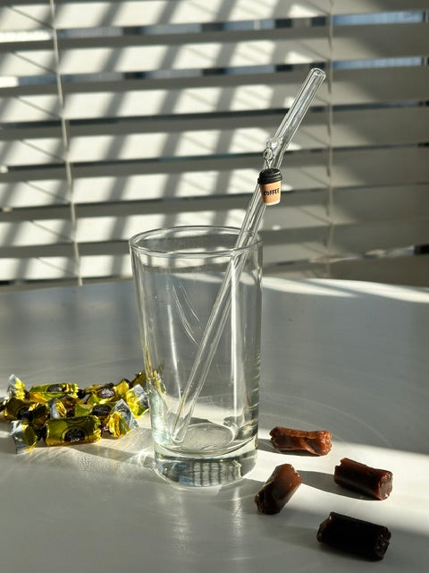Coffee Charm Glass Straw