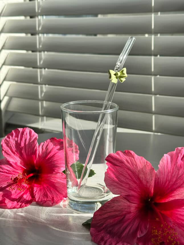 Bow Charm Glass Straw