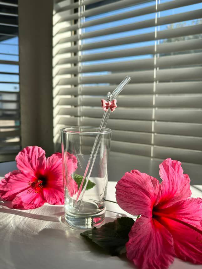 Bow Charm Glass Straw