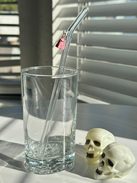 Ghost Charm Glass Straw