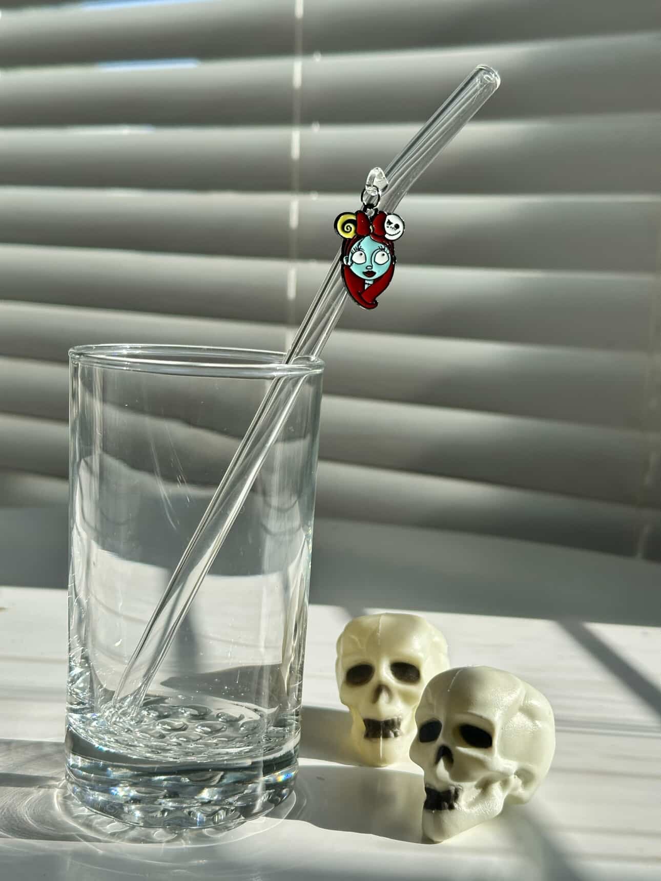 Nightmare Before Christmas Charm Glass Straw