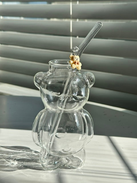 Bear Charm Glass Straw