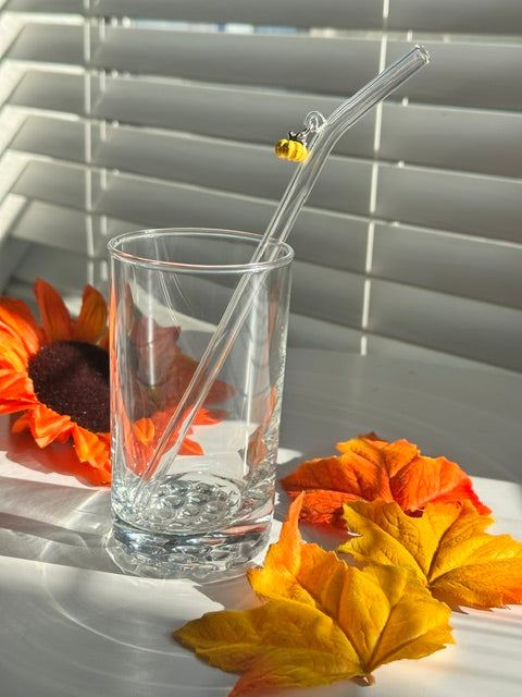 Pumpkin Charm Glass Straw