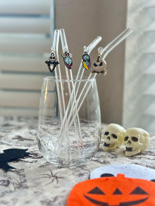 Nightmare Before Christmas Charm Glass Straw