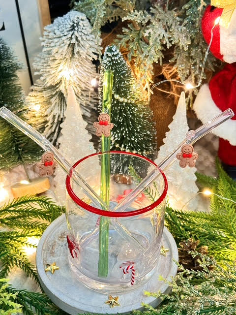 Gingerbread Man Cookie Glass Straw