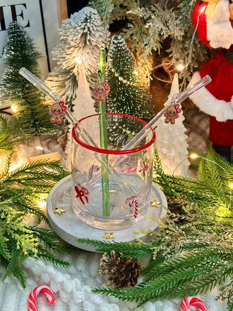 Gingerbread Girl Glass Straw